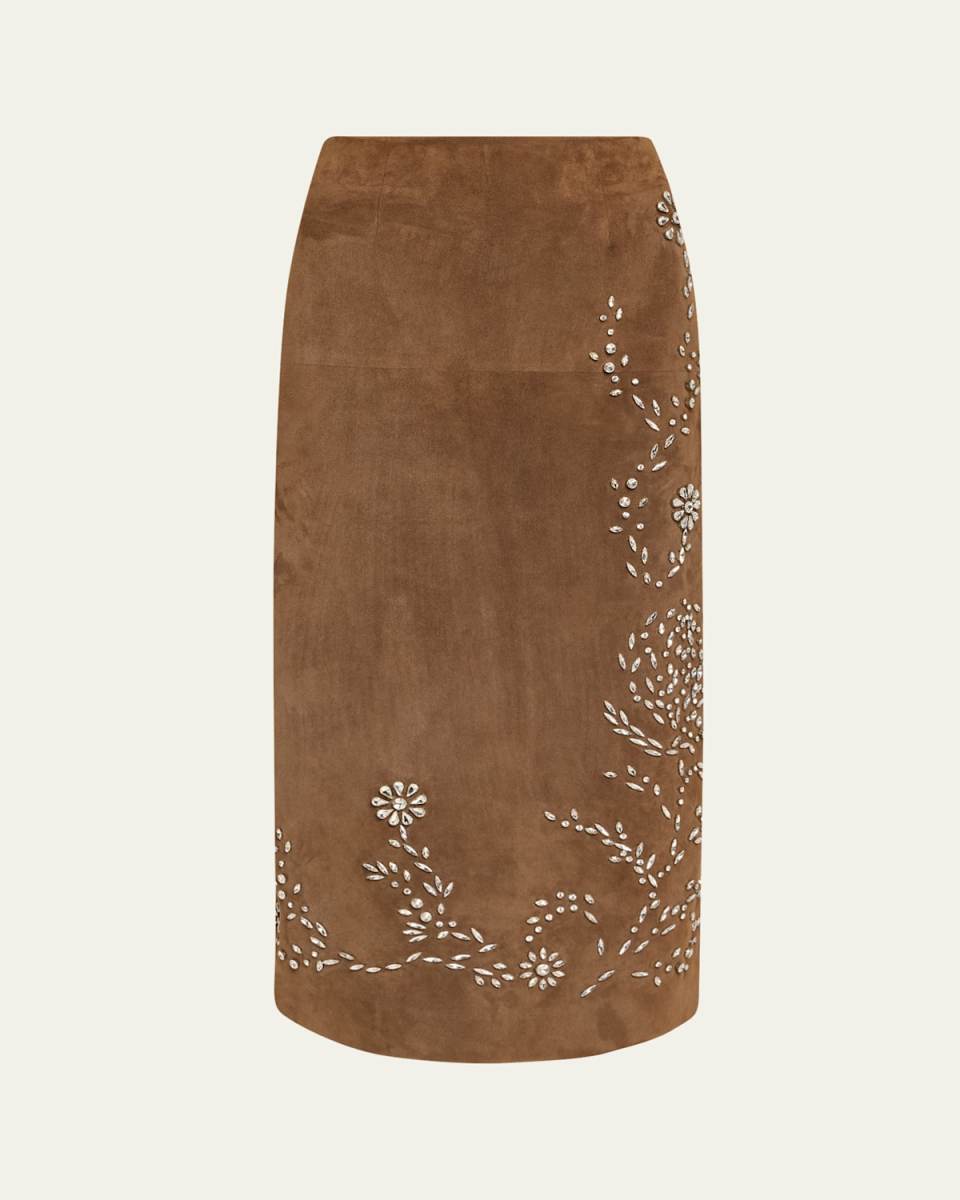 Crystal Suede Pencil Skirt